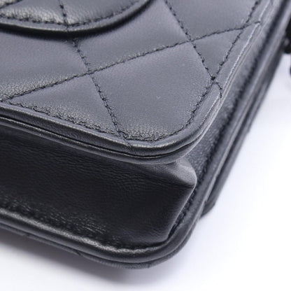 Chanel Shoulder Bag Quilted Black Lambskin Icon Charm Chain Wallet — view 6