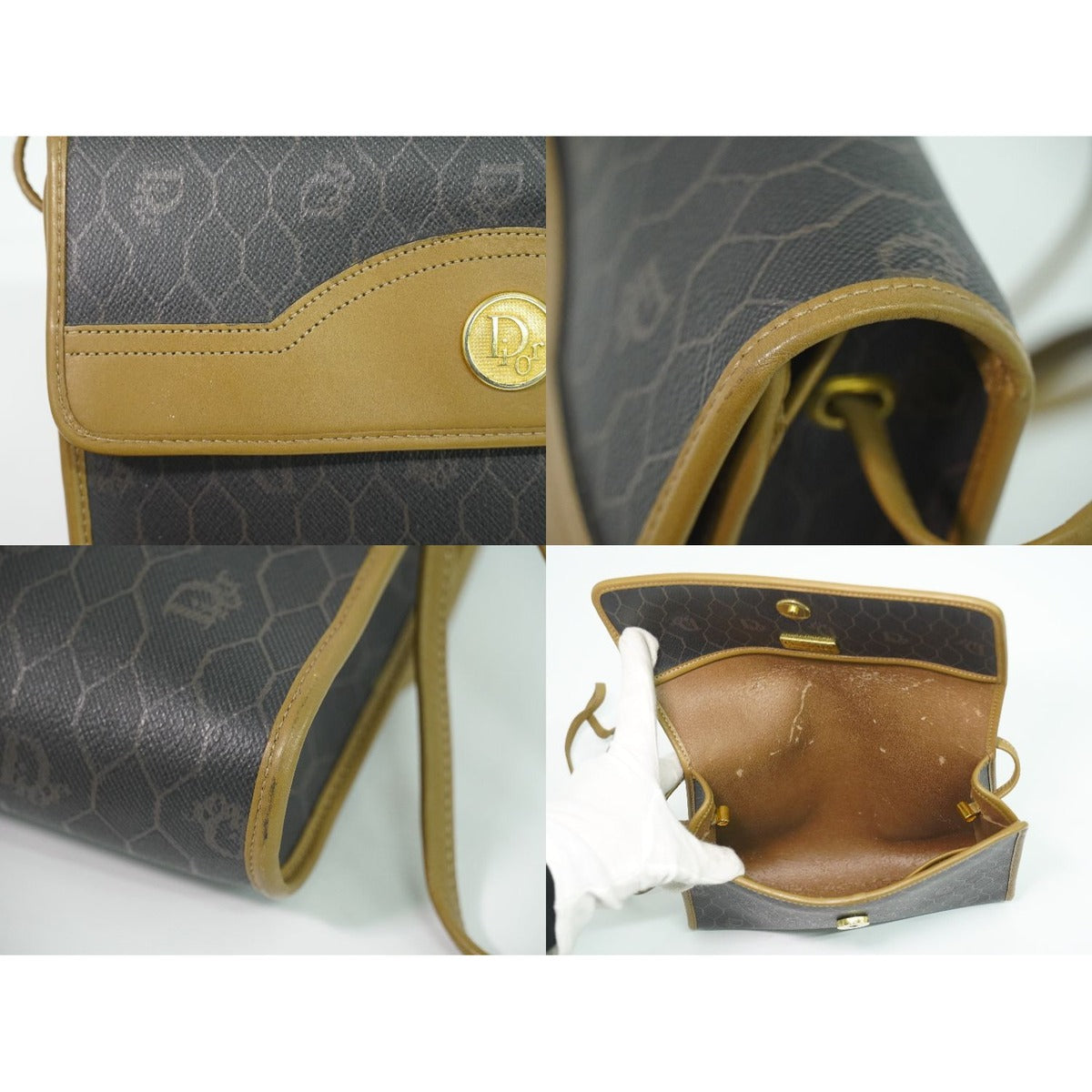Dior Honeycomb Pattern Shoulder Bag Pochette Black — view 8
