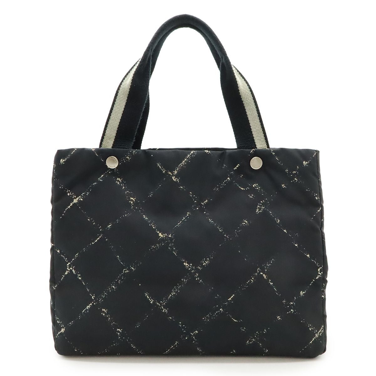 Chanel Vintage Travel Line Tote Shoulder Bag Nylon Black Red