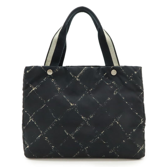 Chanel Vintage Travel Line Tote Shoulder Bag Nylon Black Red