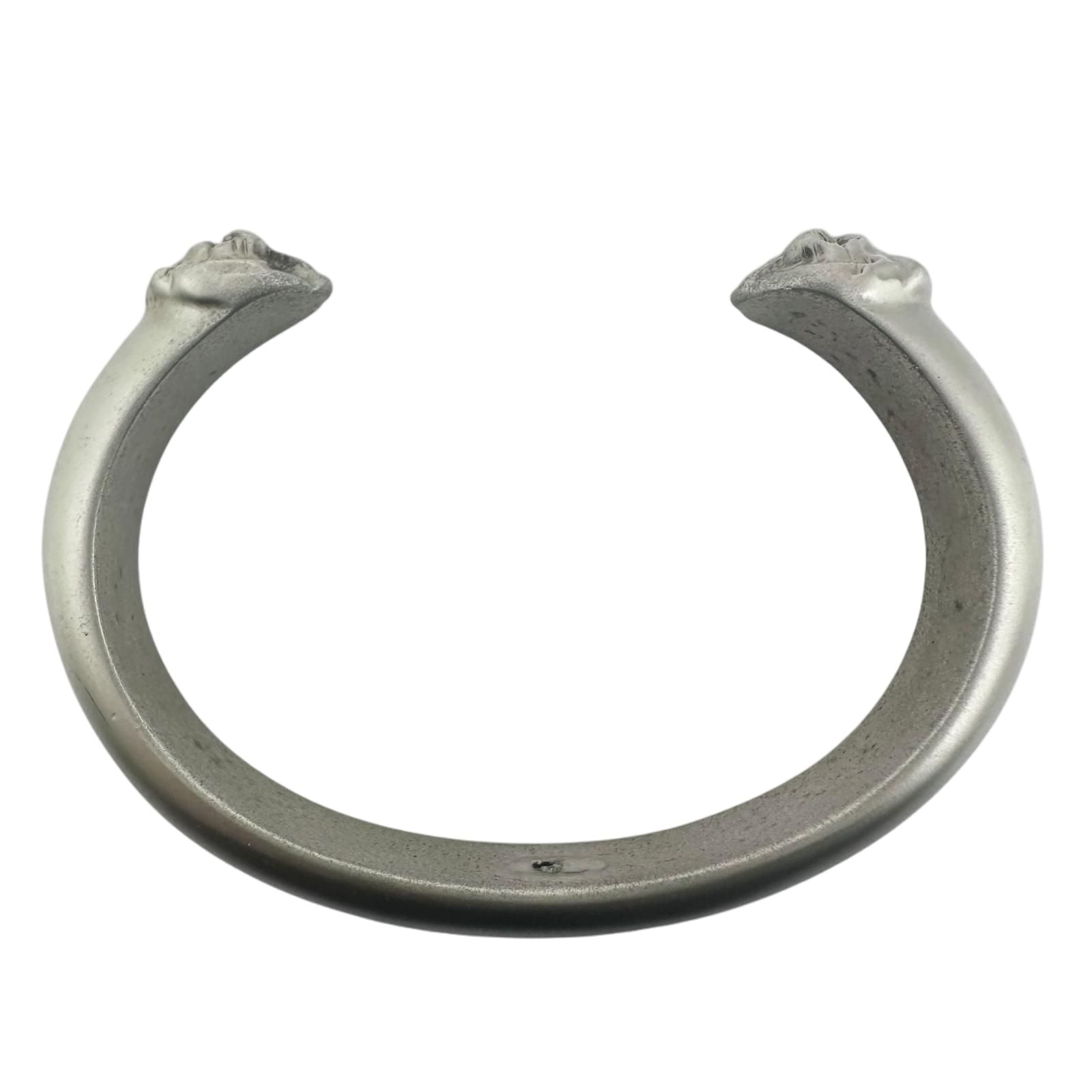 Chanel Lion Motif Silver Bangle Bracelet — view 2