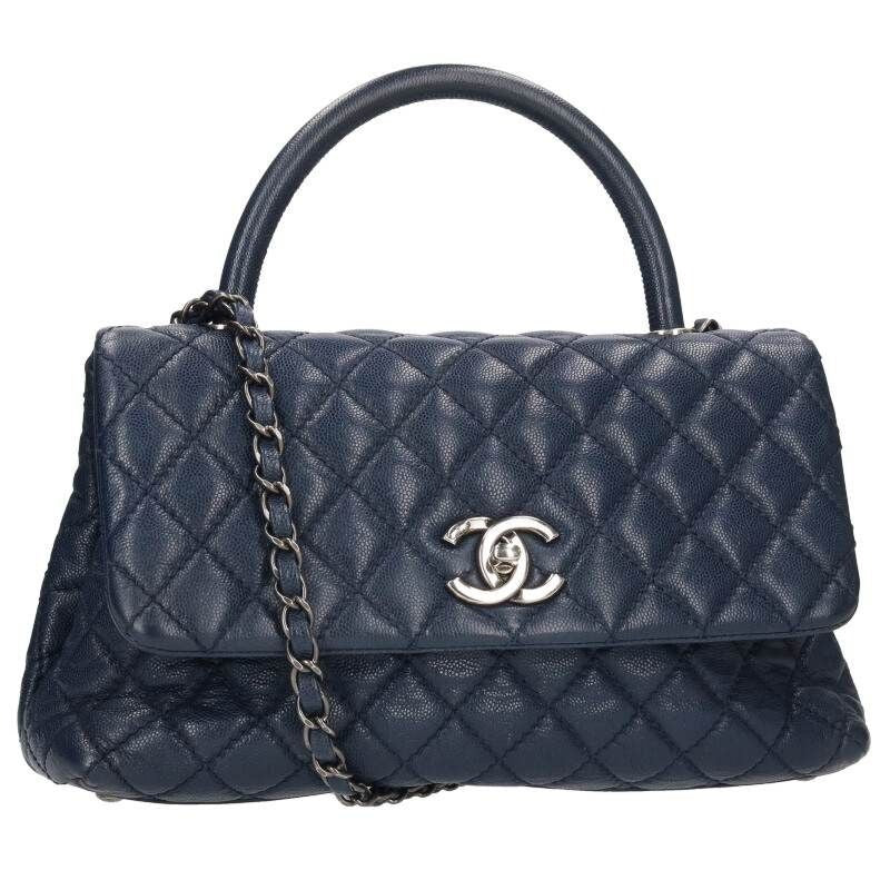 Chanel Top Handle Caviar Leather Chain Shoulder Bag