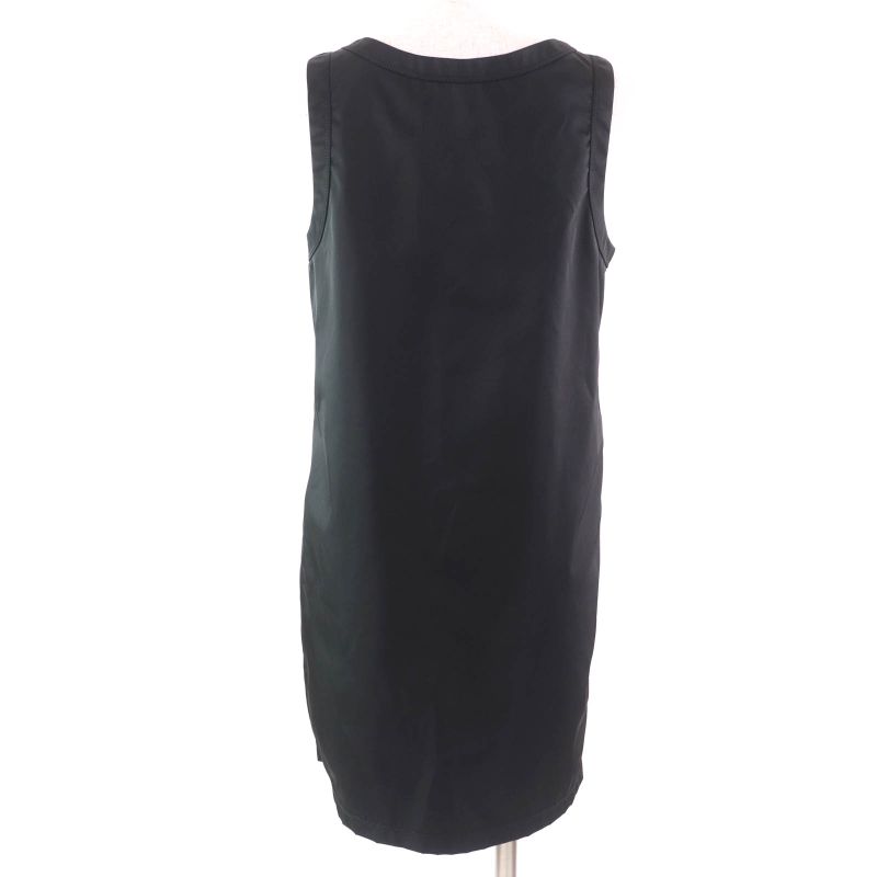 Prada 2023 230701 Re-nylon Triangle Logo Sleeveless Mini Dress Black 40 Made In