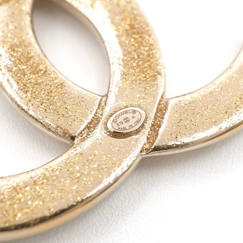 Chanel Brooch Corsage Gold Here Mark Rhinestone