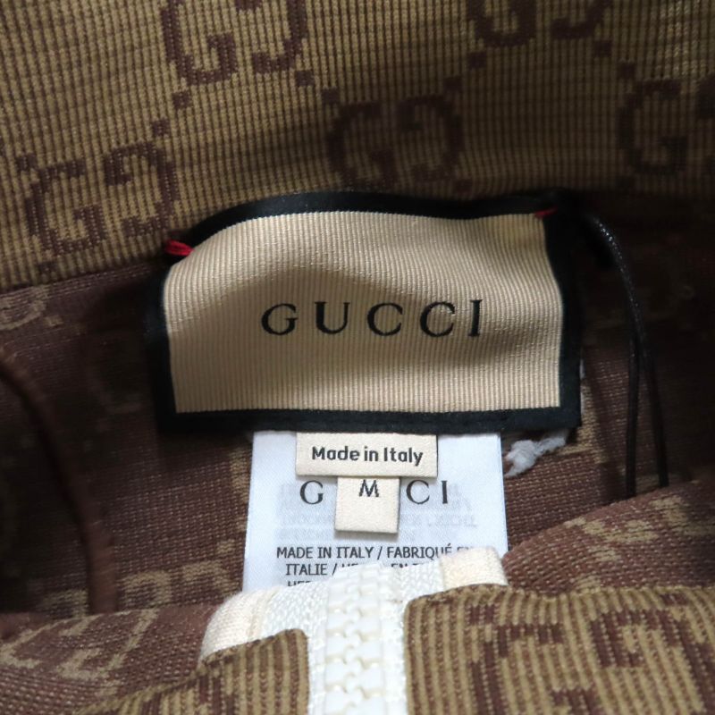 Gucci 23SS 715524 GG Pattern Half Zip Cropped Jersey Top Beige Brown M Made In