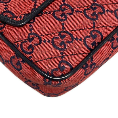 Gucci GG Marmont 661332 Red And Dark Navy Chain Shoulder Mini Bag Limited
