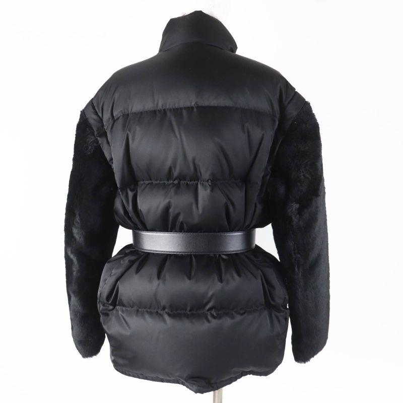 Prada 2023 29l805 Re-nylon 2-way Down Vest/down Jacket With Sleeve Sheep Fur