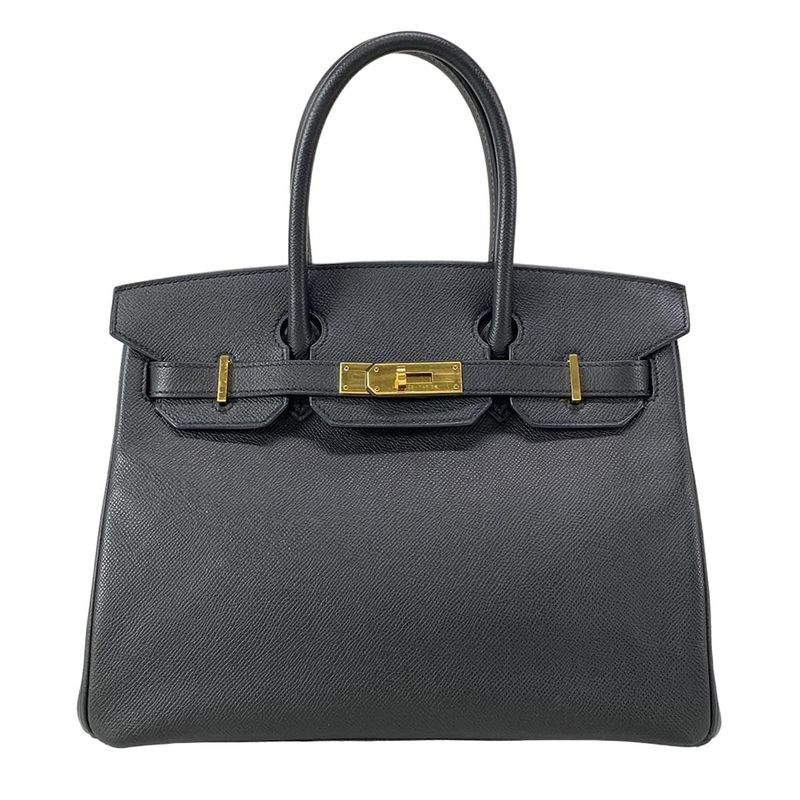 Hermes Handbag Birkin 30 Black Gold Hardware