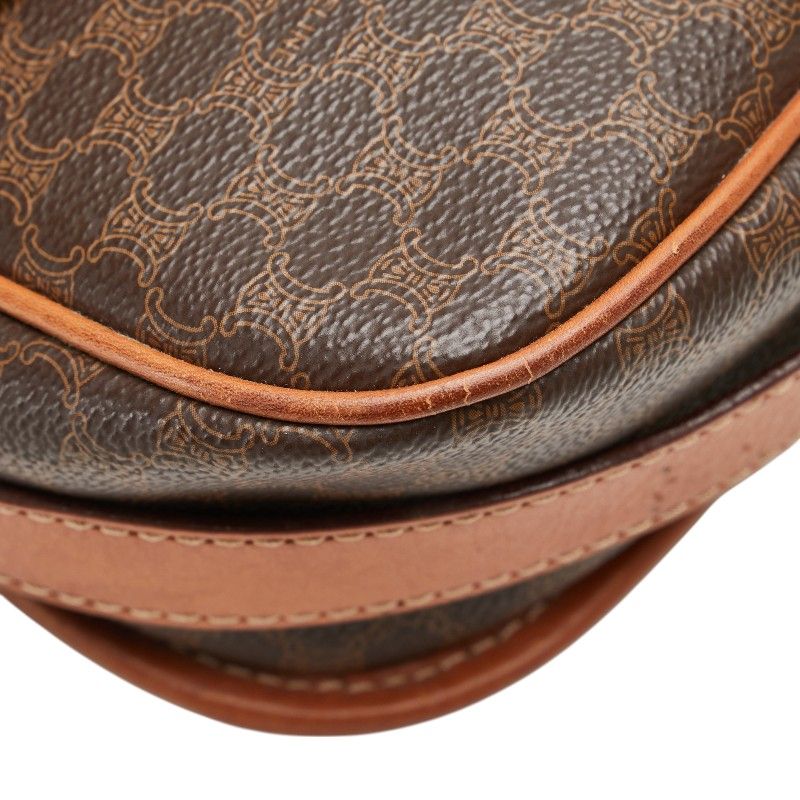 Celine Macadam Vintage Crossbody Shoulder Bag Brown PVC Leather Women Celine