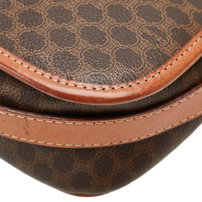 Celine Macadam Vintage Crossbody Shoulder Bag Brown PVC Leather Women Celine