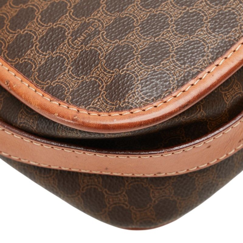 Celine Macadam Vintage Crossbody Shoulder Bag Brown PVC Leather Women Celine