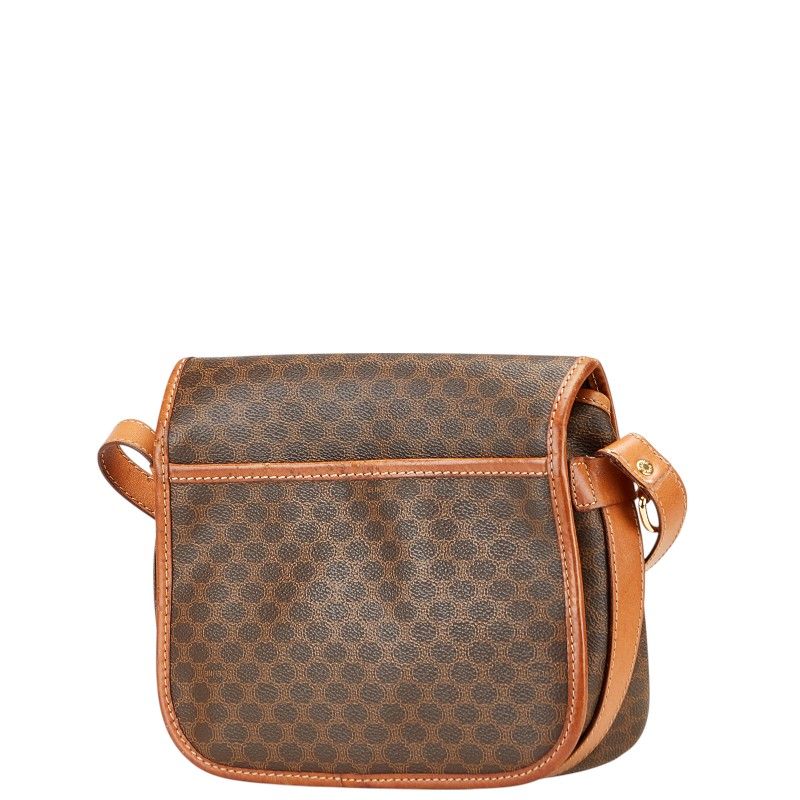 Celine Macadam Vintage Crossbody Shoulder Bag Brown PVC Leather Women Celine