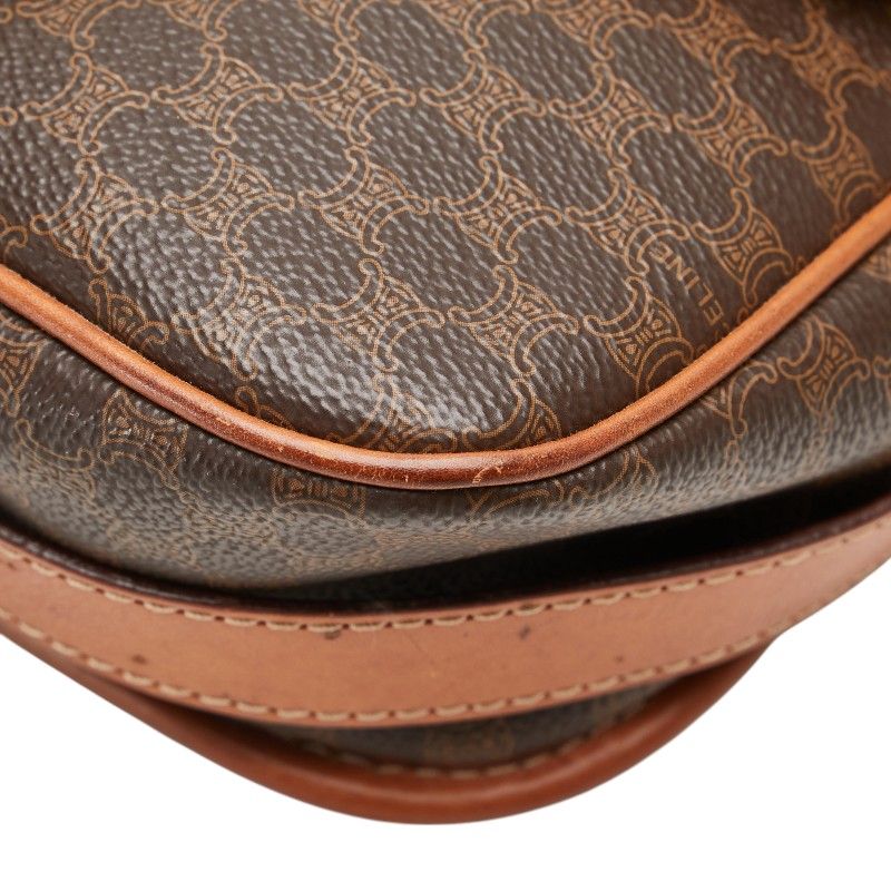 Celine Macadam Vintage Crossbody Shoulder Bag Brown PVC Leather Women Celine