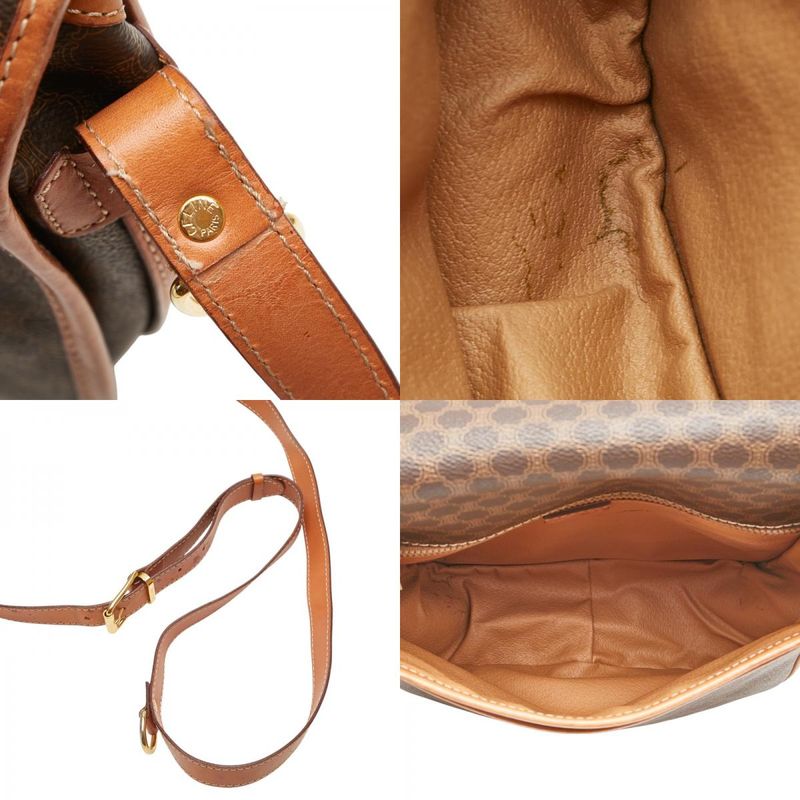 Celine Macadam Vintage Crossbody Shoulder Bag Brown PVC Leather Women Celine