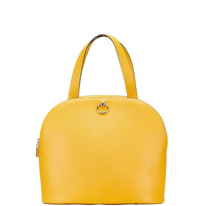Celine Logo Ring Handbag Tote Bag Yellow Leather Women Celine