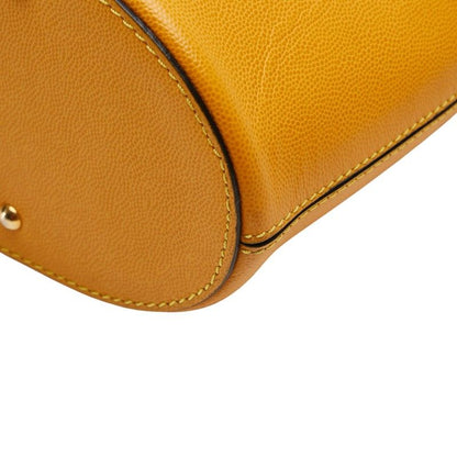 Celine Logo Ring Handbag Tote Bag Yellow Leather Women Celine