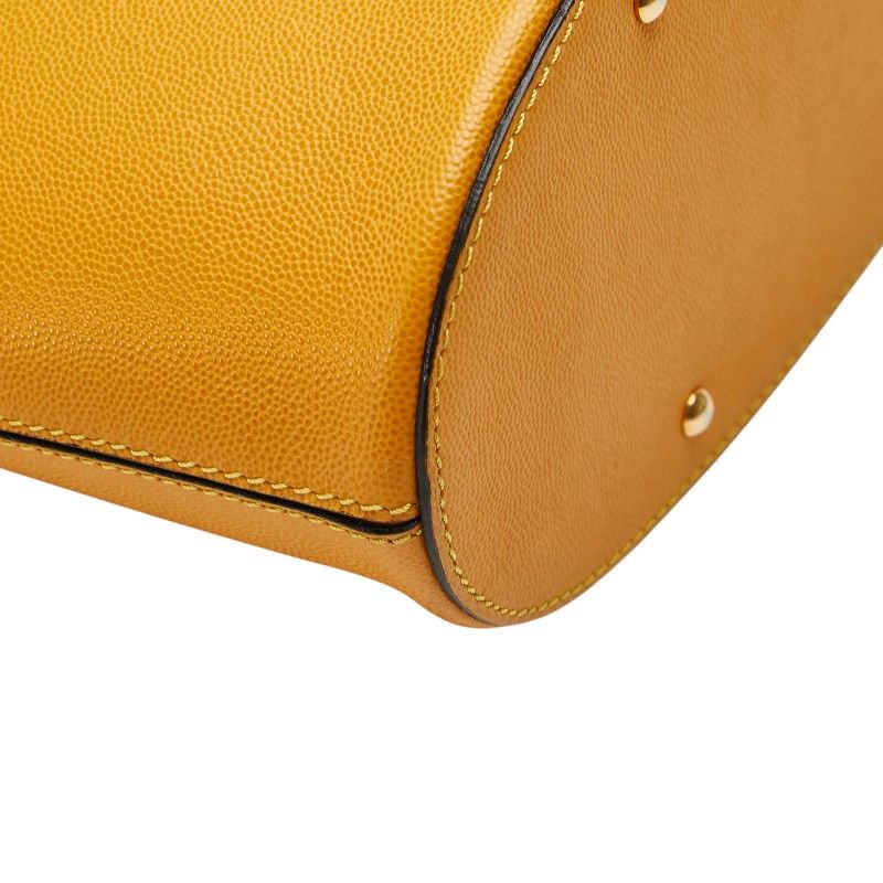 Celine Logo Ring Handbag Tote Bag Yellow Leather Women Celine