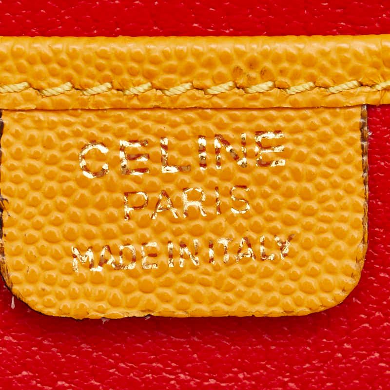 Celine Logo Ring Handbag Tote Bag Yellow Leather Women Celine