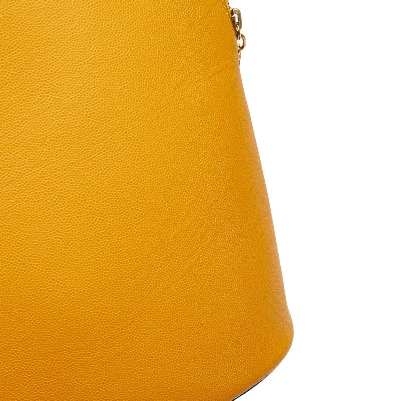 Celine Logo Ring Handbag Tote Bag Yellow Leather Women Celine