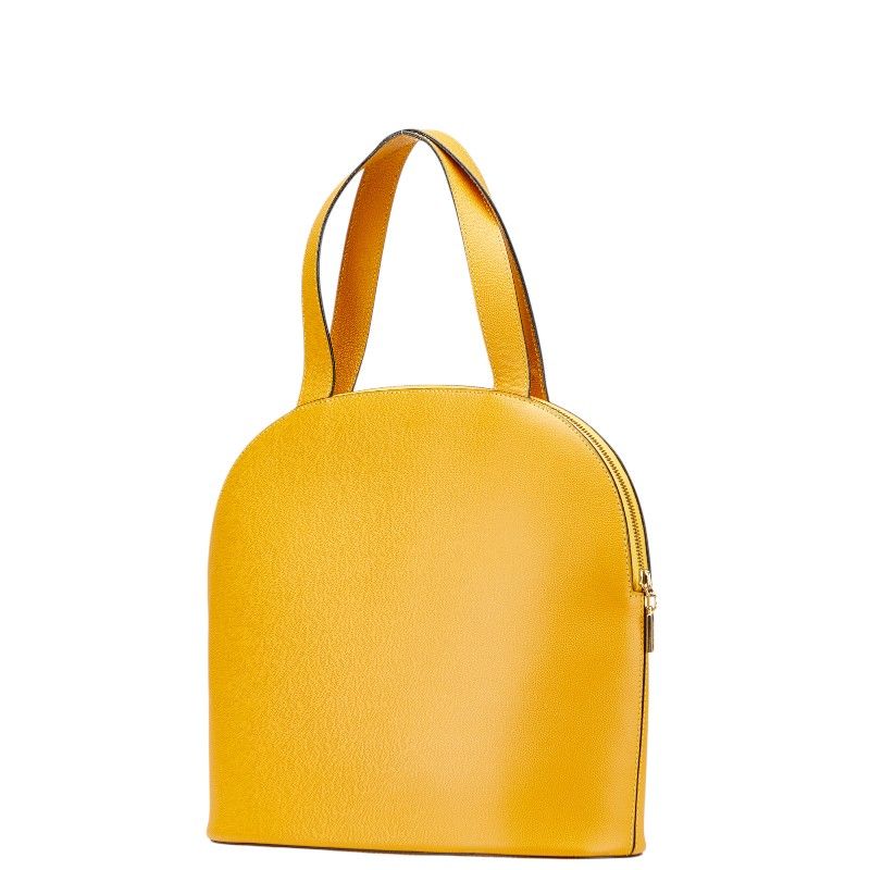 Celine Logo Ring Handbag Tote Bag Yellow Leather Women Celine