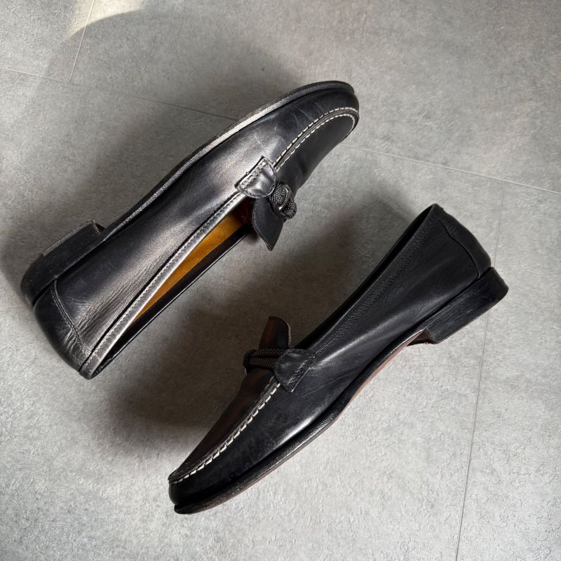 Hermes Chaine D'ancre Loafer Moccasin Farandole Leather Black Stitching 36 23cm