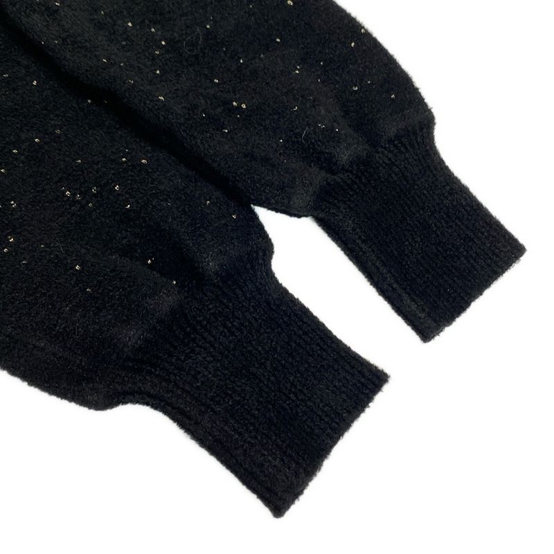 Chanel Long Sleeve Sweater Size 34 S Women's P57096 Black And Gold Coco Mark