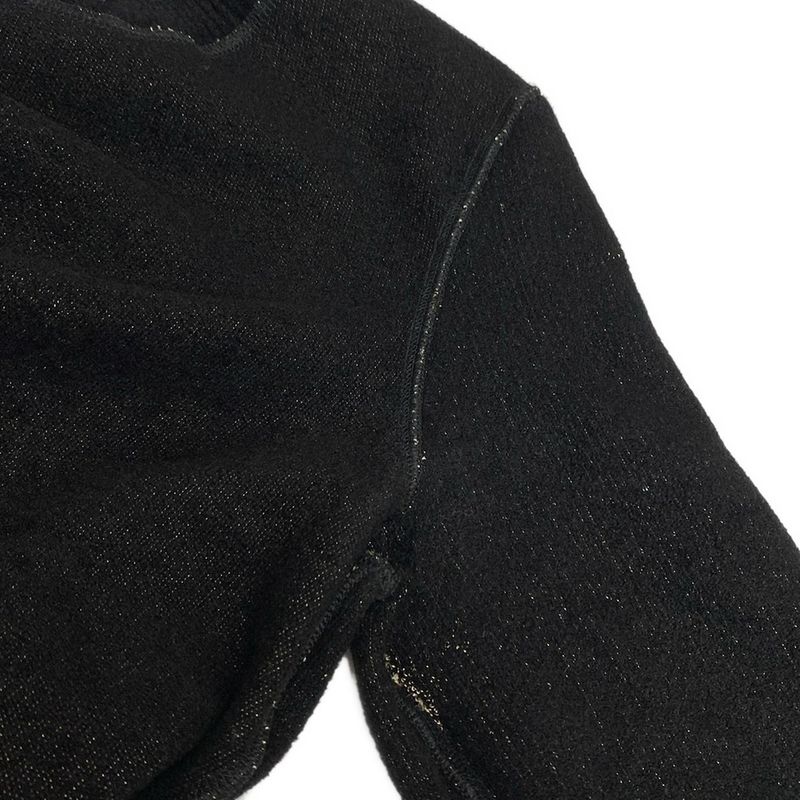 Chanel Long Sleeve Sweater Size 34 S Women's P57096 Black And Gold Coco Mark