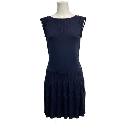 Chanel Dress Size 36 S Women's P47976 Dark Navy Knit