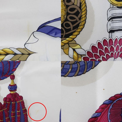 Hermes Carré 90 Frontaux Et Cocardes Front Rosette Insignia Silk Blue Women's