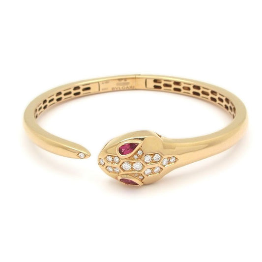 Bvlgari Bangle Serpenti 18K Pink Gold X Diamonds X Rubellite Pave Diamonds