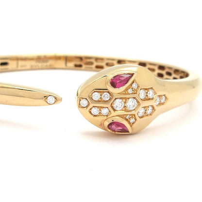 Bvlgari Bangle Serpenti 18K Pink Gold X Diamonds X Rubellite Pave Diamonds
