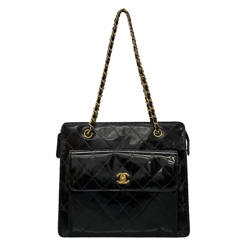 Chanel Shoulder Bag Matelasse Black Chain Shoulder/gold Hardware Leather