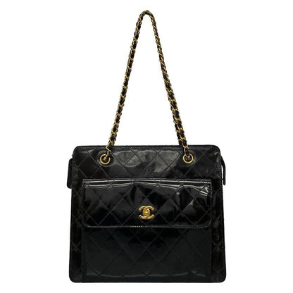 Chanel Shoulder Bag Matelasse Black Chain Shoulder/gold Hardware Leather