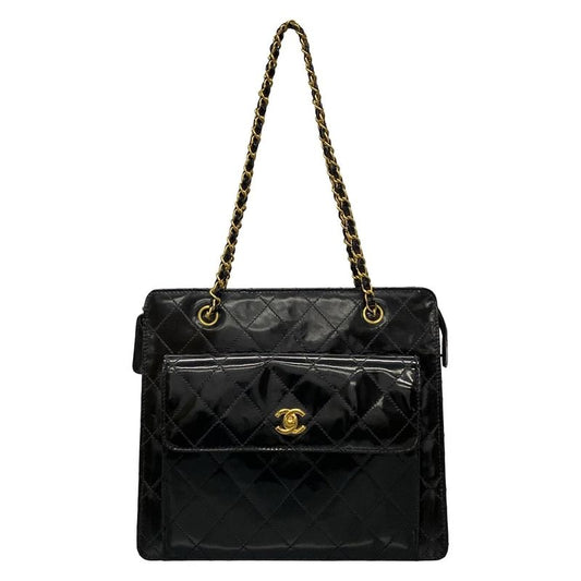 Chanel Shoulder Bag Matelasse Black Chain Shoulder/gold Hardware Leather