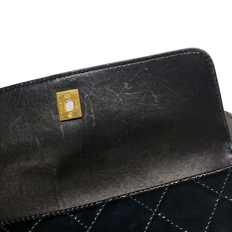 Chanel Shoulder Bag Matelasse Black Chain Shoulder/gold Hardware Leather