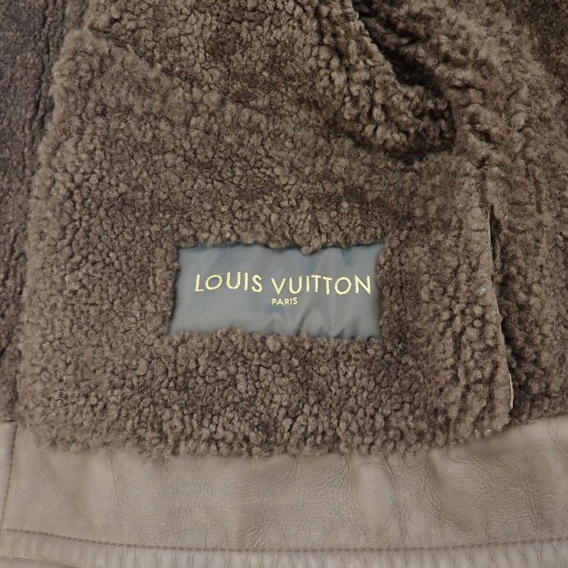 [AB Rank] Louis Vuitton Mouton Riders Jacket Outerwear Cotton Size 50 Brown