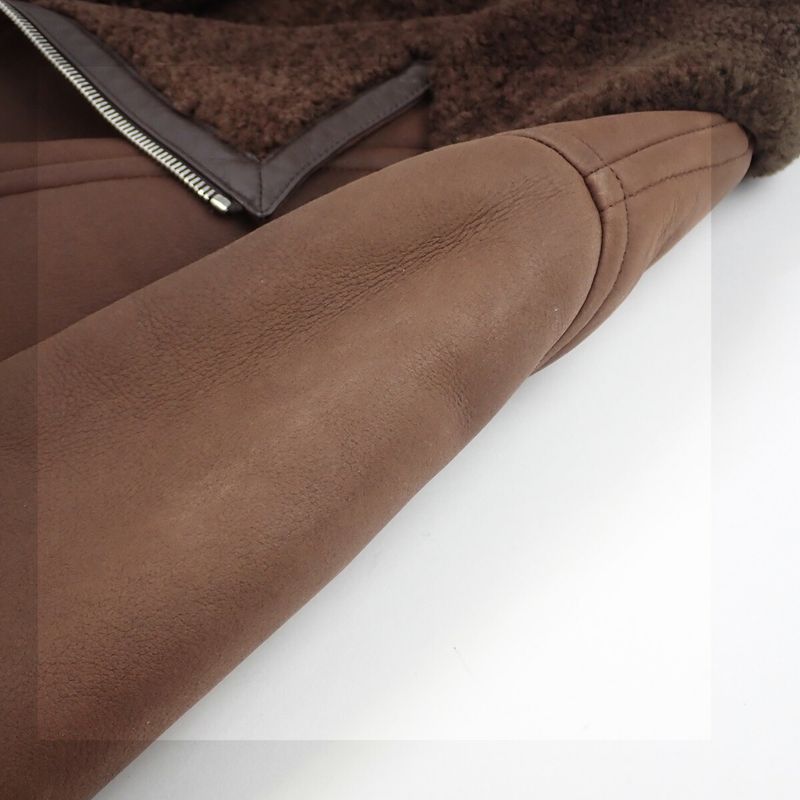 [AB Rank] Louis Vuitton Mouton Riders Jacket Outerwear Cotton Size 50 Brown