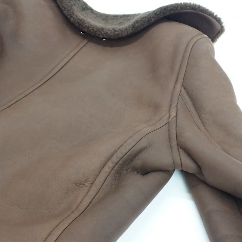 [AB Rank] Louis Vuitton Mouton Riders Jacket Outerwear Cotton Size 50 Brown