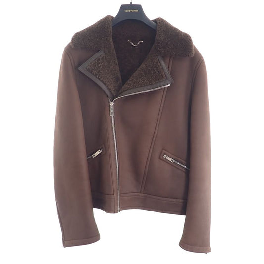 [AB Rank] Louis Vuitton Mouton Riders Jacket Outerwear Cotton Size 50 Brown