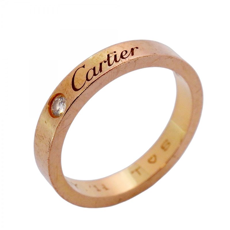 Cartier Ring C Deux/engraved 1PD 18K Pink Gold Pink Gold With Diamonds #49