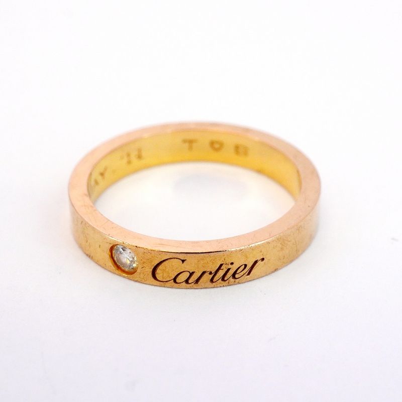 Cartier Ring C Deux/engraved 1PD 18K Pink Gold Pink Gold With Diamonds #49