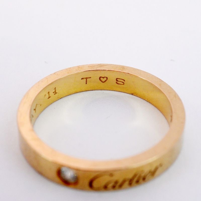 Cartier Ring C Deux/engraved 1PD 18K Pink Gold Pink Gold With Diamonds #49