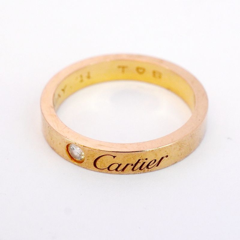 Cartier Ring C Deux/engraved 1PD 18K Pink Gold Pink Gold With Diamonds #49