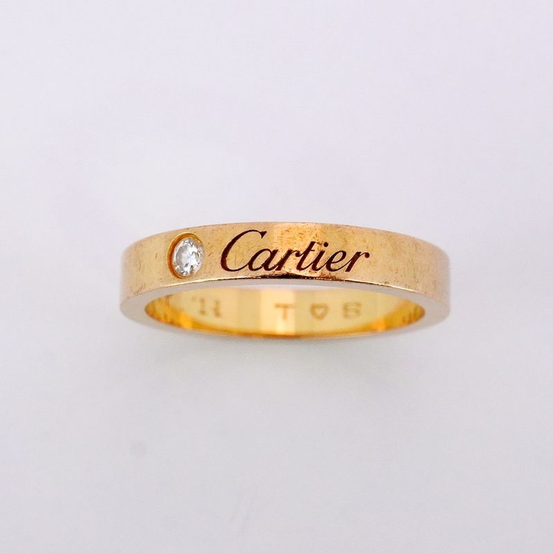Cartier Ring C Deux/engraved 1PD 18K Pink Gold Pink Gold With Diamonds #49