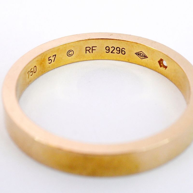 Cartier Ring C Deux/engraved 1PD 18K Pink Gold Pink Gold With Diamonds #57 Men's
