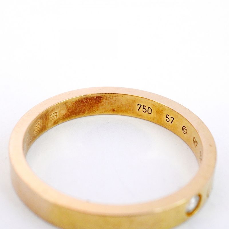 Cartier Ring C Deux/engraved 1PD 18K Pink Gold Pink Gold With Diamonds #57 Men's