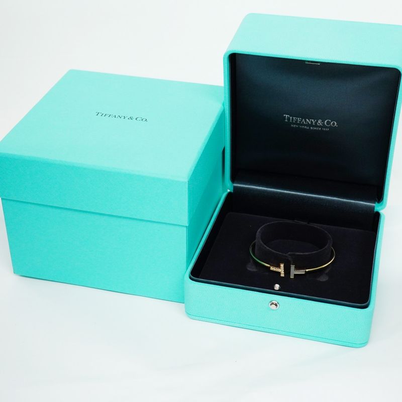 Tiffany & Co Bangle T-wire 9PD 18K Yellow Gold Yellow Gold Diamond Mother-of-pea