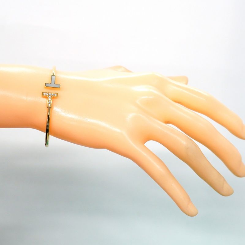 Tiffany & Co Bangle T-wire 9PD 18K Yellow Gold Yellow Gold Diamond Mother-of-pea