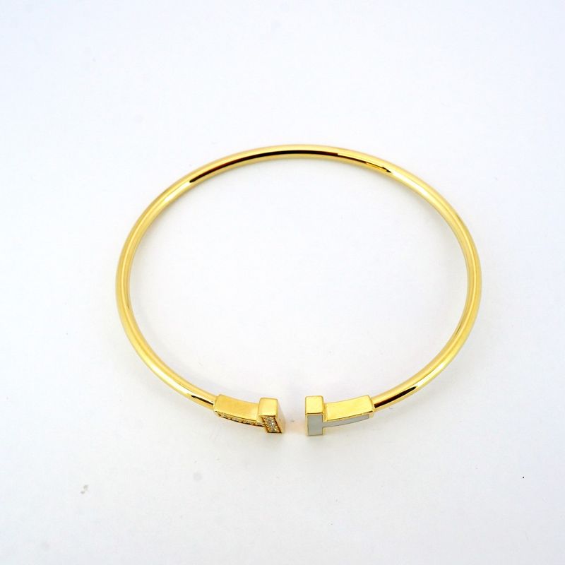 Tiffany & Co Bangle T-wire 9PD 18K Yellow Gold Yellow Gold Diamond Mother-of-pea