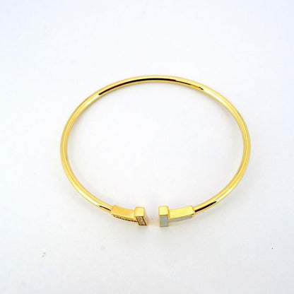 Tiffany & Co Bangle T-wire 9PD 18K Yellow Gold Yellow Gold Diamond Mother-of-pea